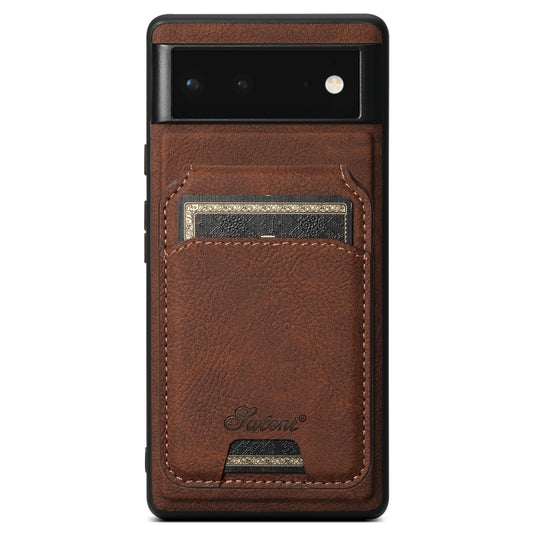 For Google Pixel 6 Suteni H16 Litchi Texture Leather Detachable Wallet Back Phone Case(Brown) - Google Cases by Suteni | Online Shopping South Africa | PMC Jewellery | Buy Now Pay Later Mobicred