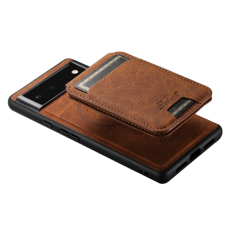 For Google Pixel 6 Suteni H16 Litchi Texture Leather Detachable Wallet Back Phone Case(Brown) - Google Cases by Suteni | Online Shopping South Africa | PMC TechLife | Buy Now Pay Later Mobicred