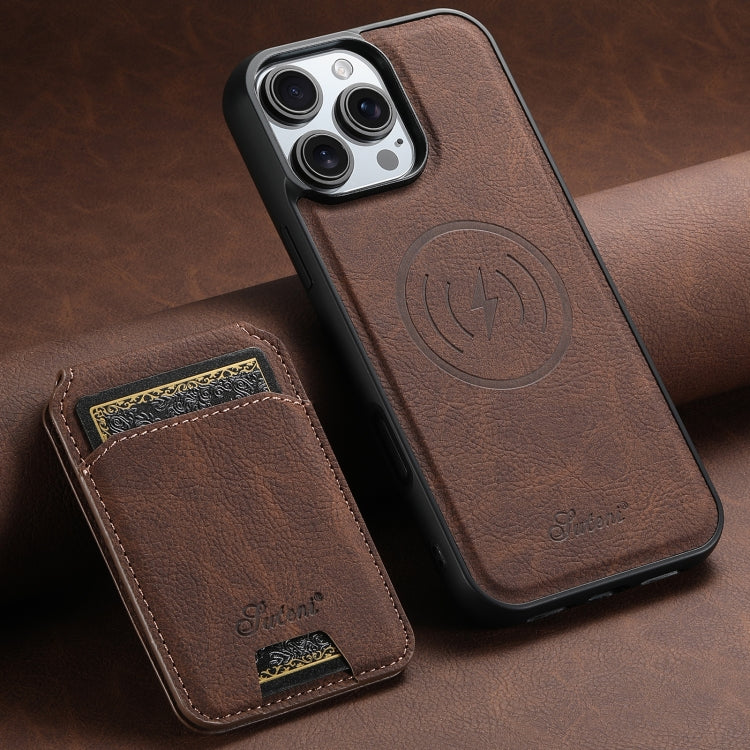 For iPhone 16 Pro Max Suteni H16 Litchi Texture Leather Detachable Wallet Back Phone Case(Brown) - iPhone 16 Pro Max Cases by Suteni | Online Shopping South Africa | PMC Jewellery | Buy Now Pay Later Mobicred