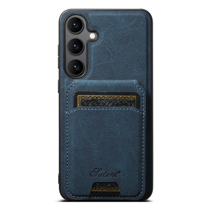 For Samsung Galaxy S25 5G Suteni H16 Litchi Texture Leather Detachable Wallet Back Phone Case(Blue) - Galaxy S25 5G Cases by Suteni | Online Shopping South Africa | PMC Jewellery | Buy Now Pay Later Mobicred