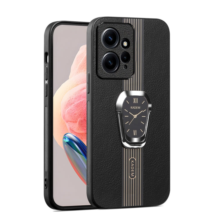 For Xiaomi Redmi Note 12 4G Magnetic Litchi Leather Back Phone Case with Holder(Black) - Xiaomi Cases by PMC TechLife | Online Shopping South Africa | PMC TechLife | Buy Now Pay Later Mobicred