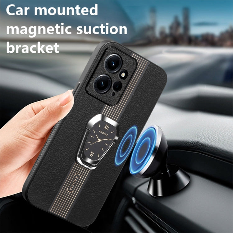 For Xiaomi Redmi Note 12 4G Magnetic Litchi Leather Back Phone Case with Holder(Black) - Xiaomi Cases by PMC TechLife | Online Shopping South Africa | PMC TechLife | Buy Now Pay Later Mobicred