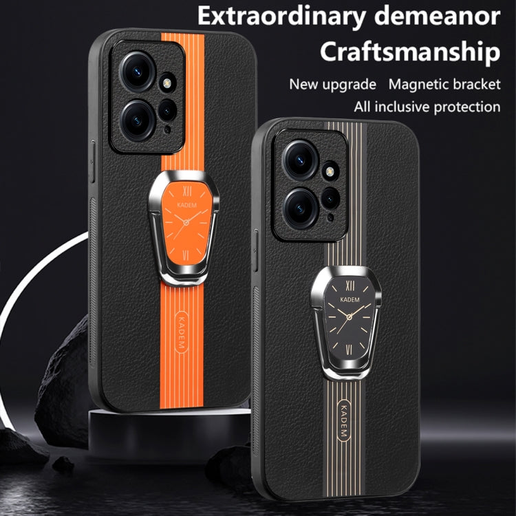 For Xiaomi Redmi Note 12 4G Magnetic Litchi Leather Back Phone Case with Holder(Black) - Xiaomi Cases by PMC TechLife | Online Shopping South Africa | PMC TechLife | Buy Now Pay Later Mobicred