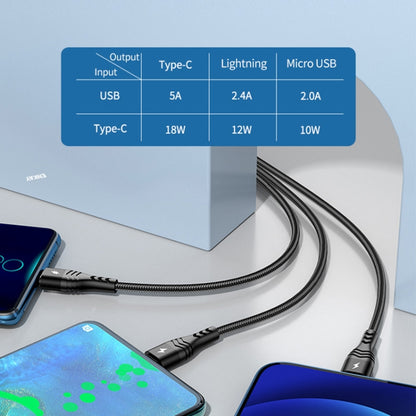 ENKAY 6-in-1 5A USB / Type-C to Type-C / 8 Pin / Micro USB Multifunction Fast Charging Cable, Cable Length:1m(Black) - Multifunction Cable by ENKAY | Online Shopping South Africa | PMC Jewellery | Buy Now Pay Later Mobicred