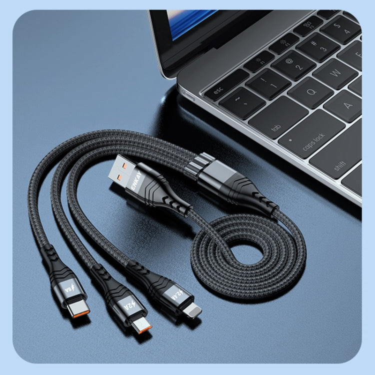 ENKAY 3-in-1 6A USB to Type-C / 8 Pin / Micro USB Multifunction Fast Charging Cable, Cable Length:2m(Black) - Multifunction Cable by ENKAY | Online Shopping South Africa | PMC Jewellery | Buy Now Pay Later Mobicred