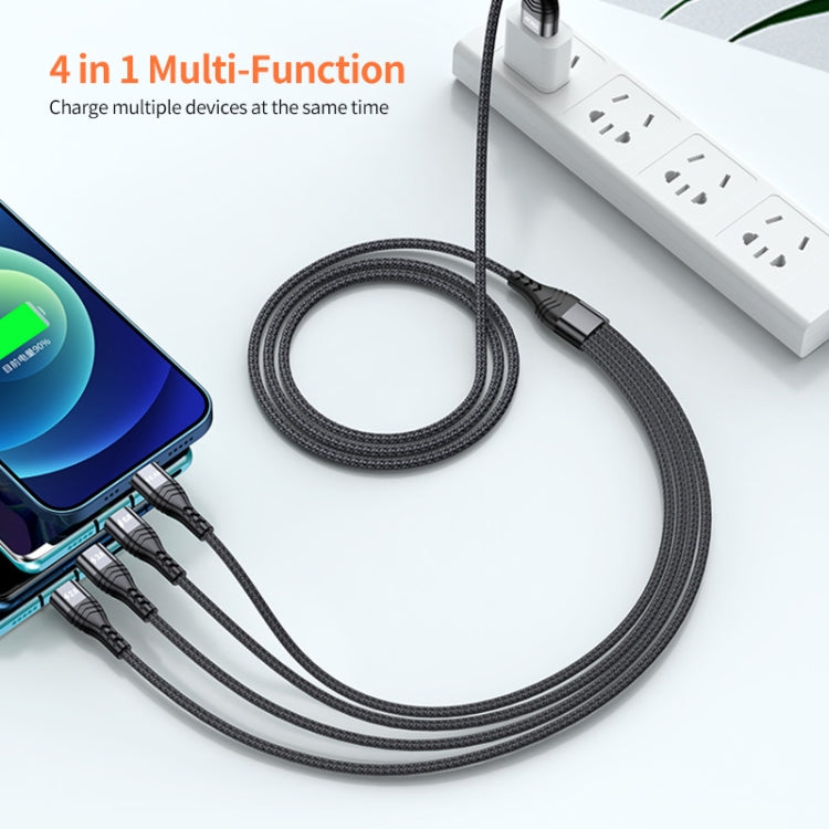 ENKAY 4-in-1 6A USB-A to Type-C / 8 Pin / Micro USB Multifunction Fast Charging Cable, Cable Length:2m(Black) - Multifunction Cable by ENKAY | Online Shopping South Africa | PMC TechLife | Buy Now Pay Later Mobicred
