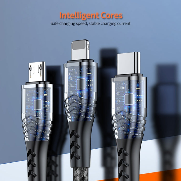 ENKAY 4-in-1 6A USB-A to Type-C / 8 Pin / Micro USB Multifunction Fast Charging Cable, Cable Length:2m(Black) - Multifunction Cable by ENKAY | Online Shopping South Africa | PMC TechLife | Buy Now Pay Later Mobicred