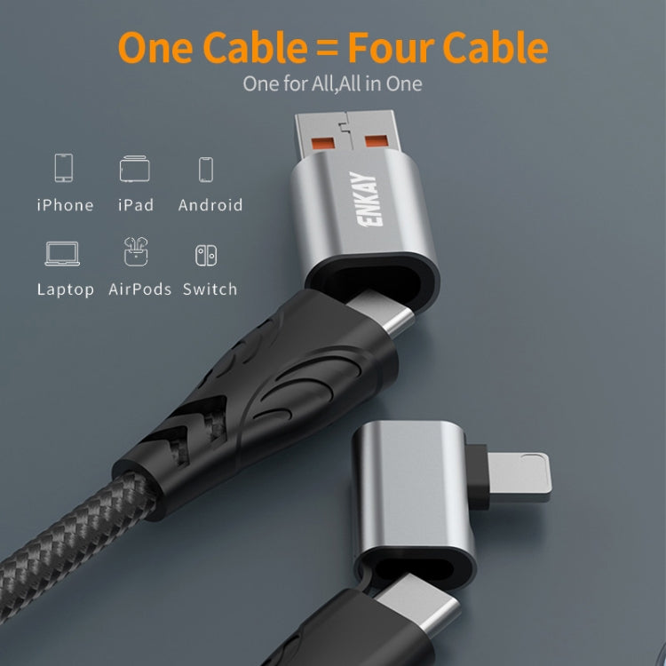 ENKAY PD100W 4-in-1 USB-A / Type-C to Type-C / 8 Pin Multifunction Fast Charging Cable with E-Marker, Cable Length:1m - Multifunction Cable by ENKAY | Online Shopping South Africa | PMC Jewellery | Buy Now Pay Later Mobicred