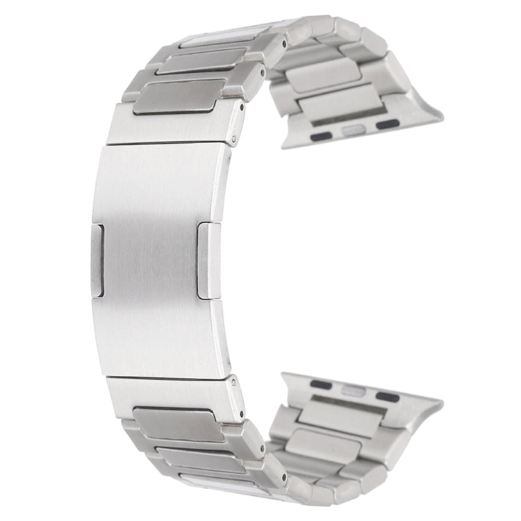 For Apple Watch Series 8 41mm Stainless Steel H-Shaped Fold Buckle Watch Band(Silver) - Watch Bands by PMC Jewellery | Online Shopping South Africa | PMC Jewellery