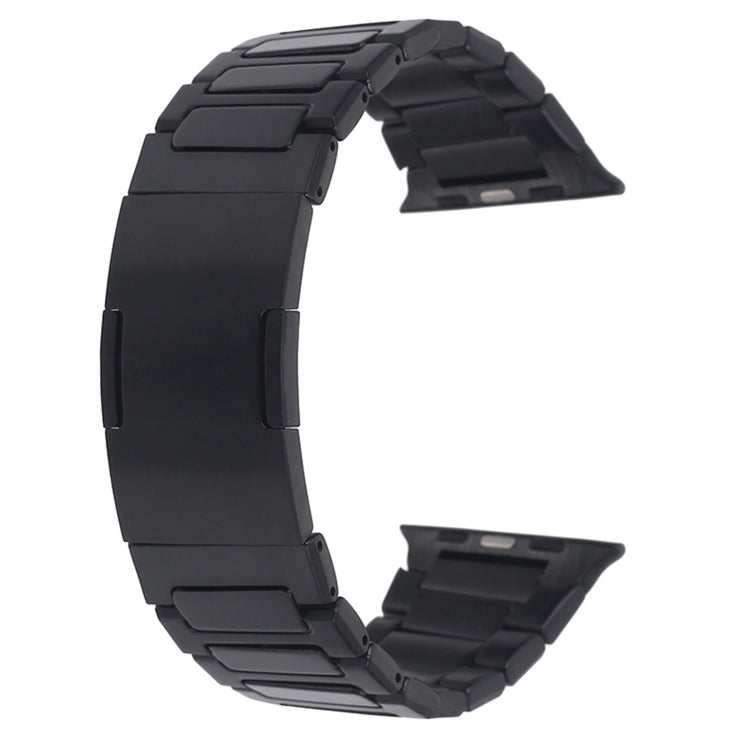 For Apple Watch Series 3 38mm Stainless Steel H-Shaped Fold Buckle Watch Band(Black) - Watch Bands by PMC Jewellery | Online Shopping South Africa | PMC Jewellery