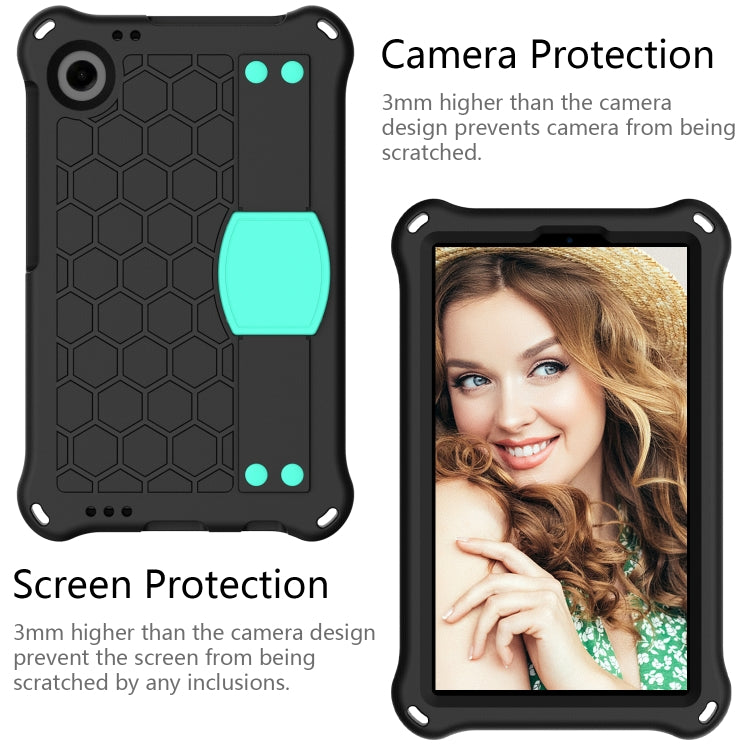 For Samsung Galaxy Tab A9 8.7 X110/X115 Honeycomb EVA Hybrid PC Tablet Case with Strap(Black+Aqua) - Galaxy Tab A9 by PMC TechLife | Online Shopping South Africa | PMC TechLife
