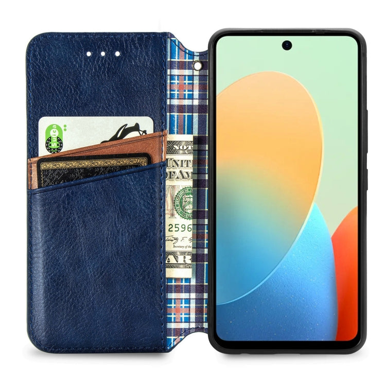 For Tecno Spark Go 2024 Cubic Grid Pressed Magnetic Leather Phone Case(Blue) - Tecno Cases by PMC Jewellery | Online Shopping South Africa | PMC Jewellery | Buy Now Pay Later Mobicred