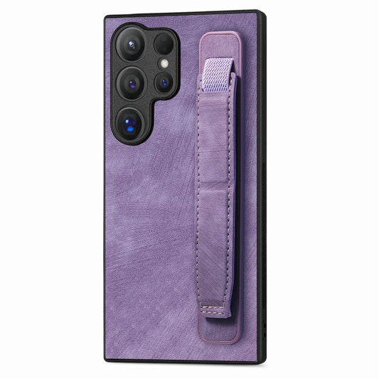 For Samsung Galaxy S24 Ultra 5G Retro Wristband Holder Leather Back Phone Case(Purple) - Galaxy S24 Ultra 5G Cases by PMC Jewellery | Online Shopping South Africa | PMC Jewellery