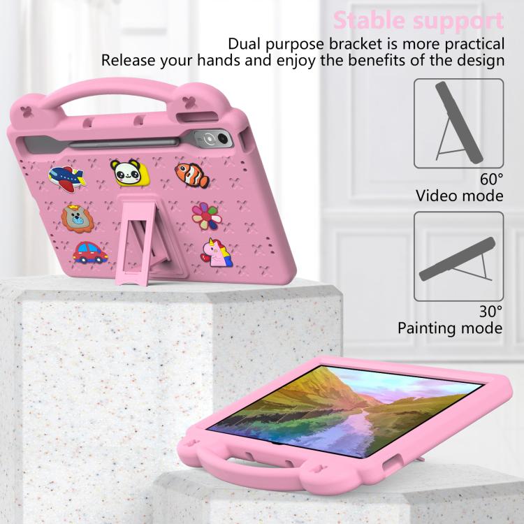 For  Lenovo Xiaoxin Pad Pro 12.7 2025 Handle Kickstand Children EVA Shockproof Tablet Case(Pink) - Lenovo by PMC TechLife | Online Shopping South Africa | PMC TechLife | Buy Now Pay Later Mobicred