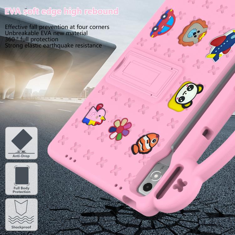 For  Lenovo Xiaoxin Pad Pro 12.7 2025 Handle Kickstand Children EVA Shockproof Tablet Case(Pink) - Lenovo by PMC TechLife | Online Shopping South Africa | PMC TechLife | Buy Now Pay Later Mobicred