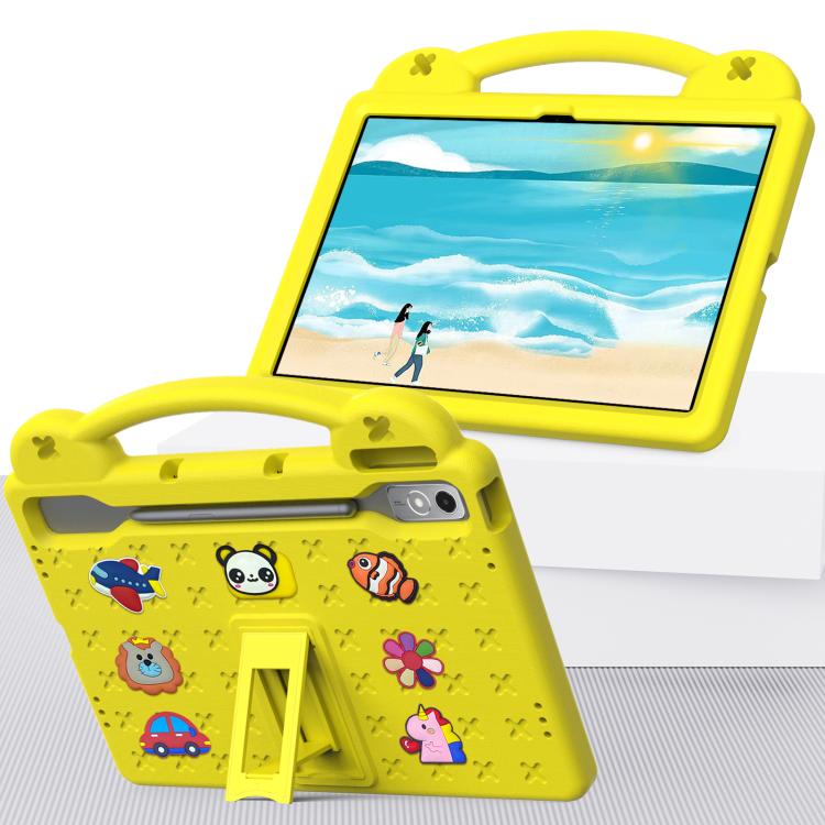 For  Lenovo Xiaoxin Pad Pro 12.7 2025 Handle Kickstand Children EVA Shockproof Tablet Case(Yellow) - Lenovo by PMC TechLife | Online Shopping South Africa | PMC TechLife | Buy Now Pay Later Mobicred