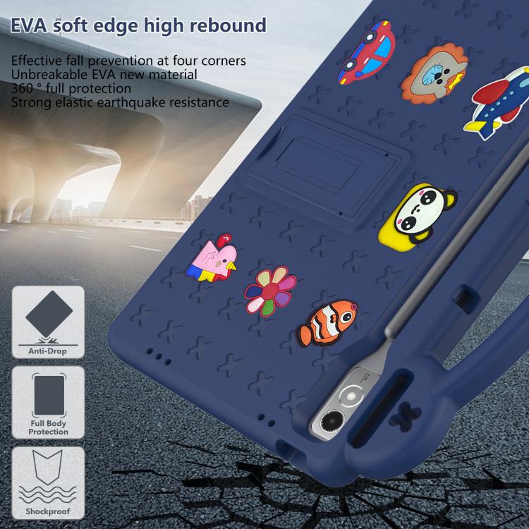 For  Lenovo Xiaoxin Pad Pro 12.7 2025 Handle Kickstand Children EVA Shockproof Tablet Case(Navy Blue) - Lenovo by PMC TechLife | Online Shopping South Africa | PMC TechLife | Buy Now Pay Later Mobicred