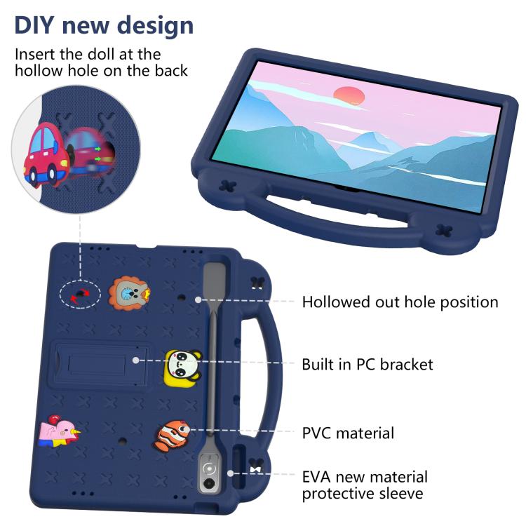 For  Lenovo Xiaoxin Pad Pro 12.7 2025 Handle Kickstand Children EVA Shockproof Tablet Case(Navy Blue) - Lenovo by PMC TechLife | Online Shopping South Africa | PMC TechLife | Buy Now Pay Later Mobicred
