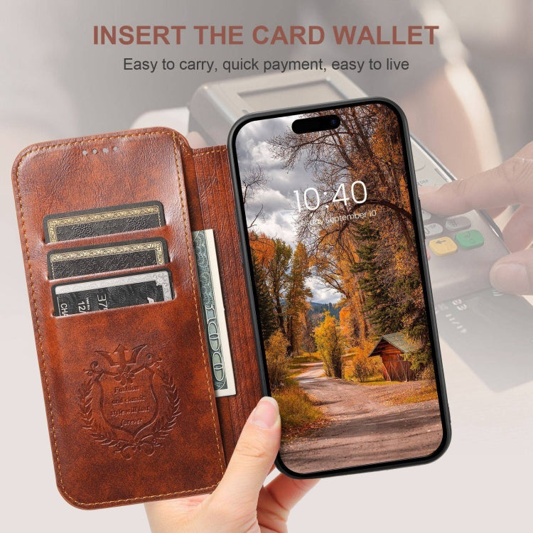For iPhone 15 Pro Max Suteni J05 Leather Magnetic MagSafe Phone Case(Khaki) - free shipping - PMC Jewellery - Order now!