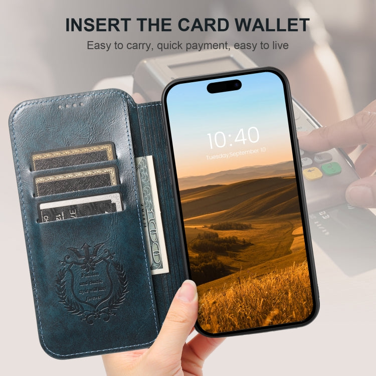 For iPhone 16 Plus Suteni J05 Leather Magnetic MagSafe Phone Case(Blue) - free shipping - PMC Jewellery - Order now!