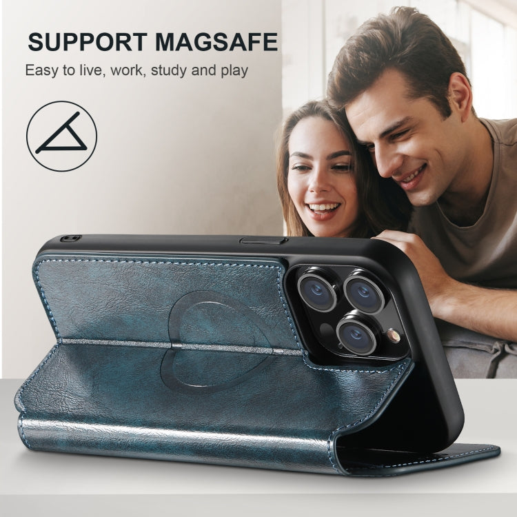 For iPhone 16 Plus Suteni J05 Leather Magnetic MagSafe Phone Case(Blue) - free shipping - PMC Jewellery - Order now!