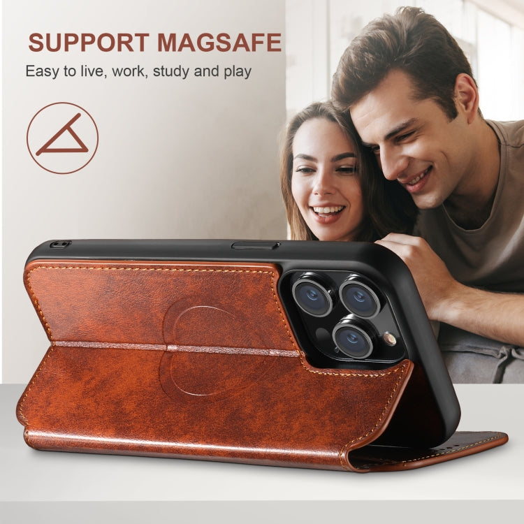 For iPhone 16 Pro Max Suteni J05 Leather Magnetic MagSafe Phone Case(Khaki) - iPhone 16 Pro Max Cases by Suteni | Online Shopping South Africa | PMC Jewellery | Buy Now Pay Later Mobicred