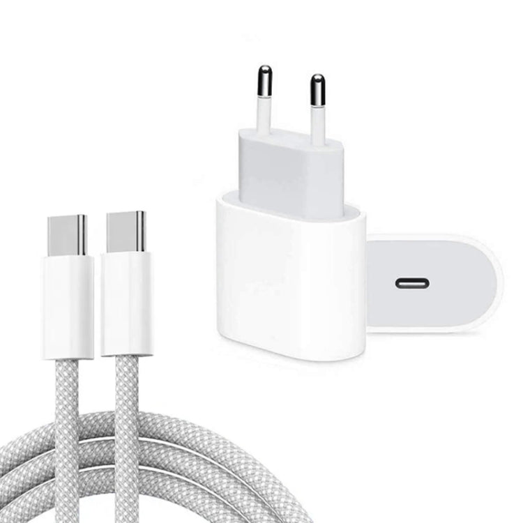 PD35W USB-C / Type-C Port Charger with 1m Type-C to Type-C Data Cable, EU Plug - USB Charger by PMC TechLife | Online Shopping South Africa | PMC TechLife
