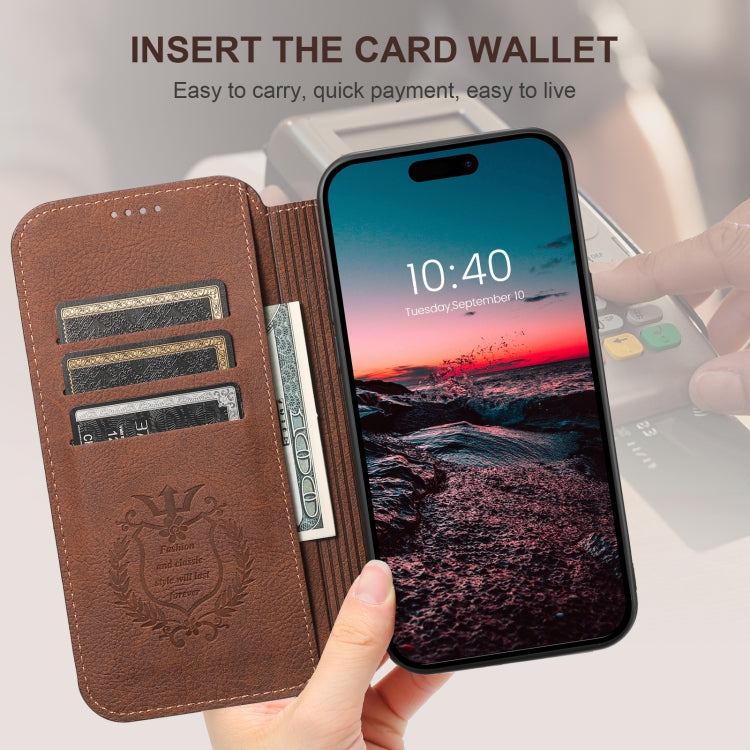 For iPhone 16 Plus Suteni J06 Retro Matte Litchi Texture Leather MagSafe Phone Case(Brown) - free shipping - PMC Jewellery - Order now!