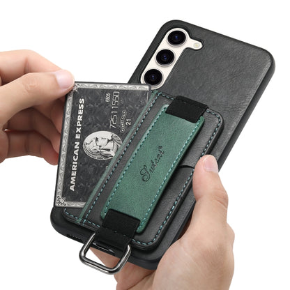 For Samsung Galaxy S24  5G Suteni H13 Card Wallet Wrist Strap Holder PU Phone Case(Black) - Galaxy S24 5G Cases by Suteni | Online Shopping South Africa | PMC Jewellery | Buy Now Pay Later Mobicred