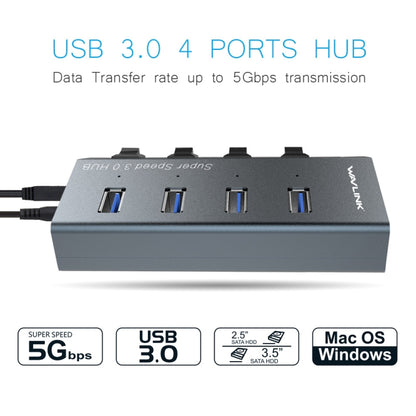 WAVLINK WL-UH3049 USB 3.0 4-Ports Desktop Fast Charger Station with Independent Switch(EU Plug) - USB 3.0 HUB by WAVLINK | Online Shopping South Africa | PMC Jewellery | Buy Now Pay Later Mobicred