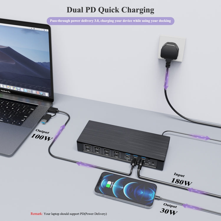 WAVLINK UG69PD10 1 to 4 Screens 4K/5K AV Transfer USB-C to HD Type-C Docking Station Hub, Plug:US Plug - free shipping - PMc TechLife - Order now!