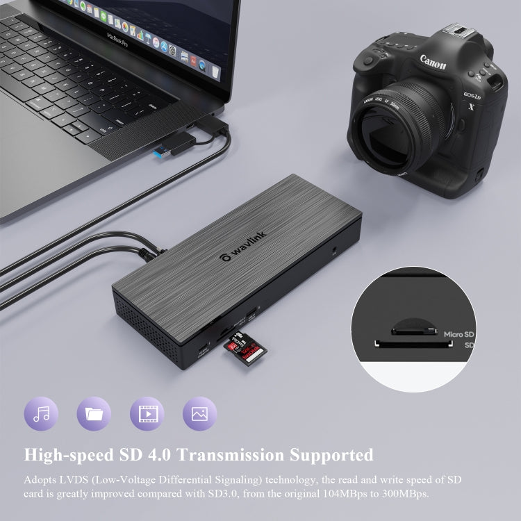 WAVLINK UG69PD10 1 to 4 Screens 4K/5K AV Transfer USB-C to HD Type-C Docking Station Hub, Plug:US Plug - free shipping - PMc TechLife - Order now!
