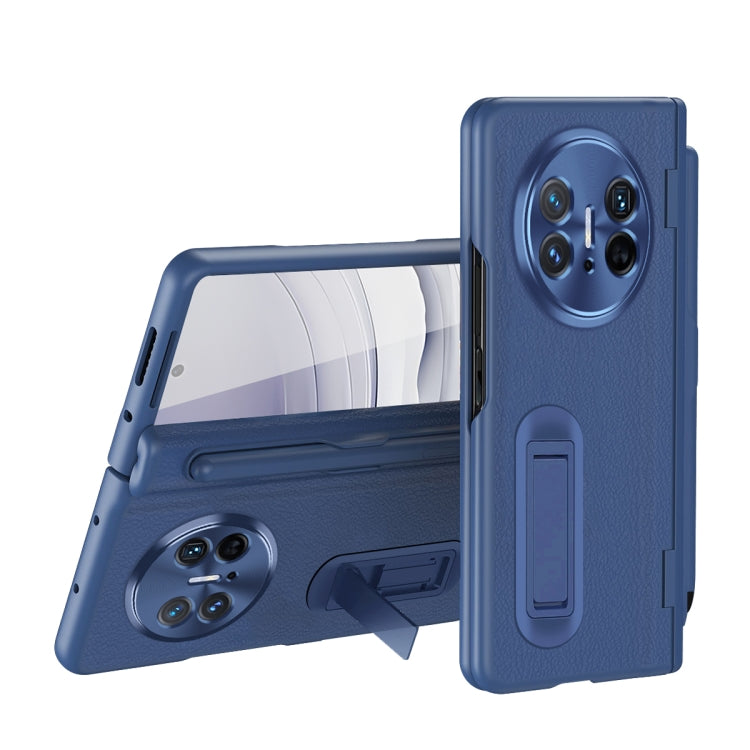 For Huawei  Mate X5 Integrated Film Plain Leather Phone Case with Pen(Blue) - Huawei Cases by PMC TechLife | Online Shopping South Africa | PMC TechLife | Buy Now Pay Later Mobicred