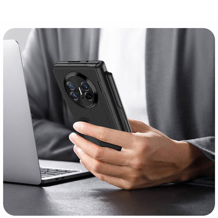 For Huawei  Mate X5 Integrated Film Plain Leather Phone Case with Pen(Blue) - Huawei Cases by PMC TechLife | Online Shopping South Africa | PMC TechLife | Buy Now Pay Later Mobicred