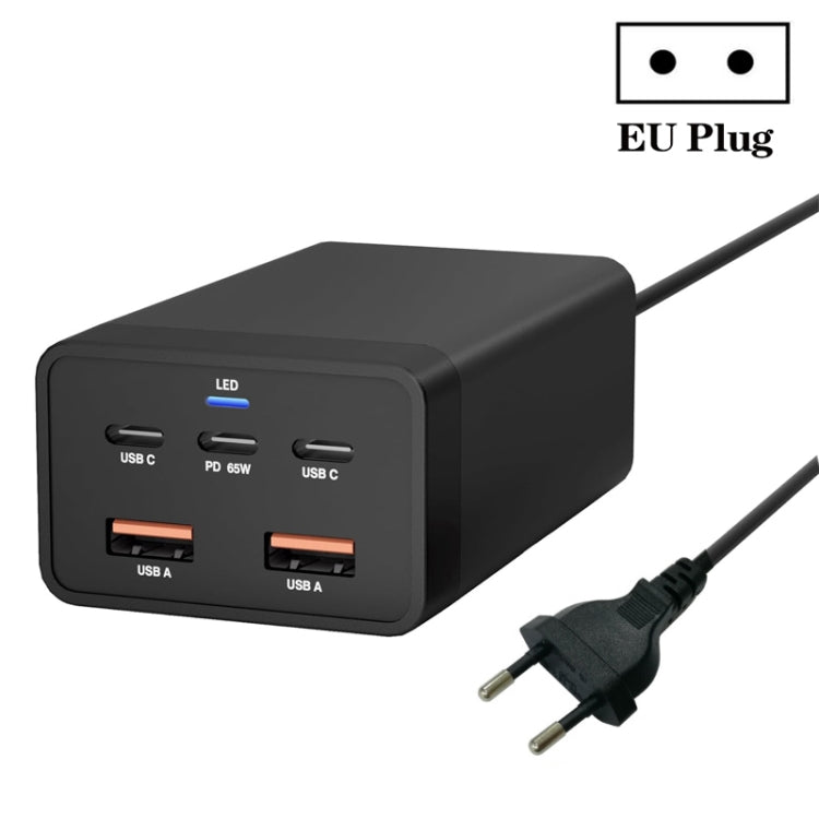 GAN 125W PD65W Dual Type-C + QC3.0 USB Multi Compatible Notebook Adapter EU Plug - Cable & Adapter by PMC Jewellery | Online Shopping South Africa | PMC Jewellery | Buy Now Pay Later Mobicred