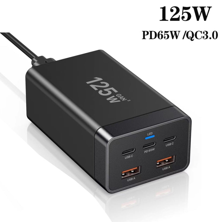 GAN 125W PD65W Dual Type-C + QC3.0 USB Multi Compatible Notebook Adapter US Plug - Cable & Adapter by PMC Jewellery | Online Shopping South Africa | PMC Jewellery | Buy Now Pay Later Mobicred