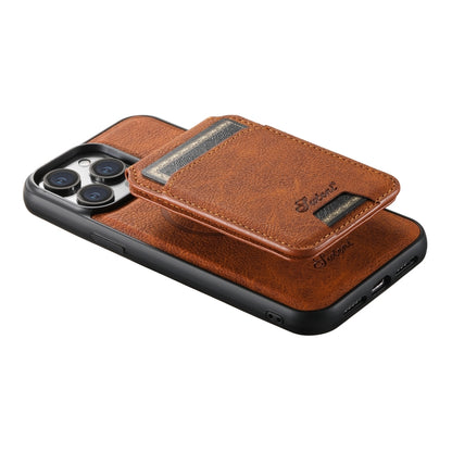 For iPhone 12 Pro Suteni H17 Litchi Texture Leather MagSafe Detachable Wallet Phone Case(Khaki) - iPhone 12 / 12 Pro Cases by Suteni | Online Shopping South Africa | PMC Jewellery | Buy Now Pay Later Mobicred