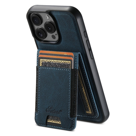 For iPhone 16 Pro Suteni H17 Litchi Texture Leather MagSafe Detachable Wallet Phone Case(Blue) - iPhone 16 Pro Cases by Suteni | Online Shopping South Africa | PMC Jewellery | Buy Now Pay Later Mobicred