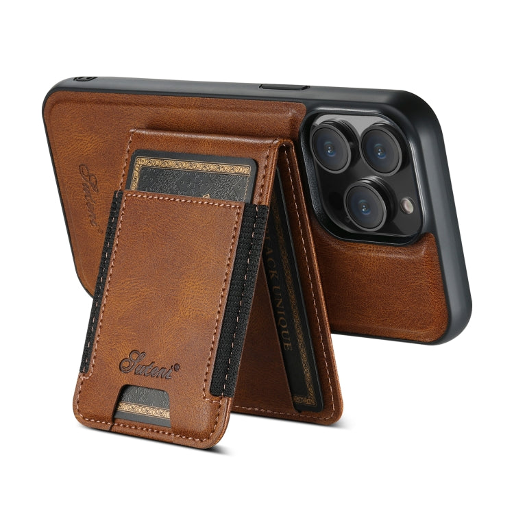 For iPhone 15 Pro Max Suteni H17 Oil Eax Leather MagSafe Detachable Wallet Phone Case(Brown) - iPhone 15 Pro Max Cases by Suteni | Online Shopping South Africa | PMC Jewellery | Buy Now Pay Later Mobicred