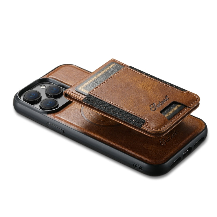 For iPhone 15 Pro Max Suteni H17 Oil Eax Leather MagSafe Detachable Wallet Phone Case(Brown) - iPhone 15 Pro Max Cases by Suteni | Online Shopping South Africa | PMC Jewellery | Buy Now Pay Later Mobicred