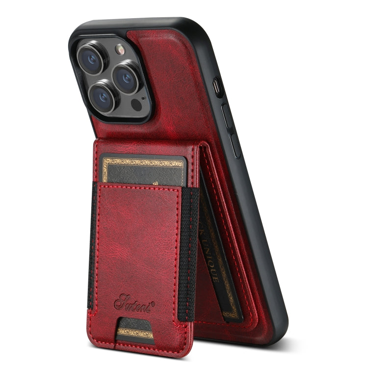 For iPhone 15 Pro Max Suteni H17 Oil Eax Leather MagSafe Detachable Wallet Phone Case(Red) - iPhone 15 Pro Max Cases by Suteni | Online Shopping South Africa | PMC Jewellery | Buy Now Pay Later Mobicred