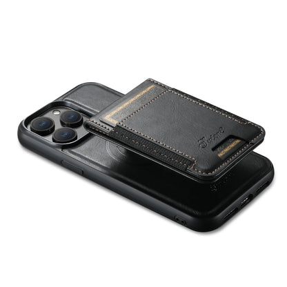 For iPhone 14 Plus Suteni H17 Oil Eax Leather MagSafe Detachable Wallet Phone Case(Black) - iPhone 14 Plus Cases by Suteni | Online Shopping South Africa | PMC Jewellery | Buy Now Pay Later Mobicred