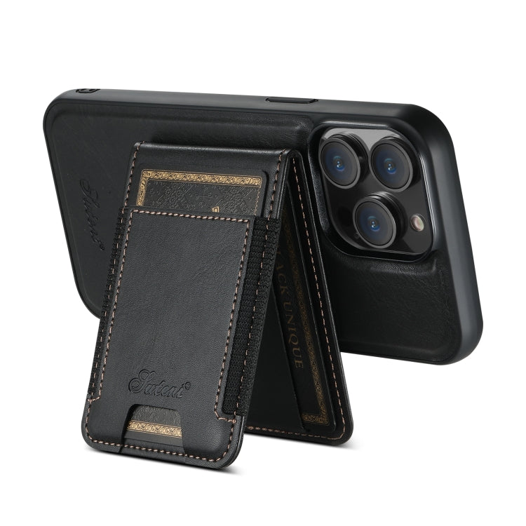 For iPhone 12 Pro Max Suteni H17 Oil Eax Leather MagSafe Detachable Wallet Phone Case(Black) - iPhone 12 Pro Max Cases by Suteni | Online Shopping South Africa | PMC Jewellery | Buy Now Pay Later Mobicred