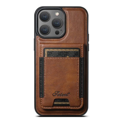 For iPhone 12 Pro Max Suteni H17 Oil Eax Leather MagSafe Detachable Wallet Phone Case(Brown) - iPhone 12 Pro Max Cases by Suteni | Online Shopping South Africa | PMC Jewellery | Buy Now Pay Later Mobicred