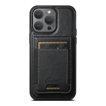 For iPhone 16 Pro Suteni H17 Oil Eax Leather MagSafe Detachable Wallet Phone Case(Black) - iPhone 16 Pro Cases by Suteni | Online Shopping South Africa | PMC Jewellery | Buy Now Pay Later Mobicred