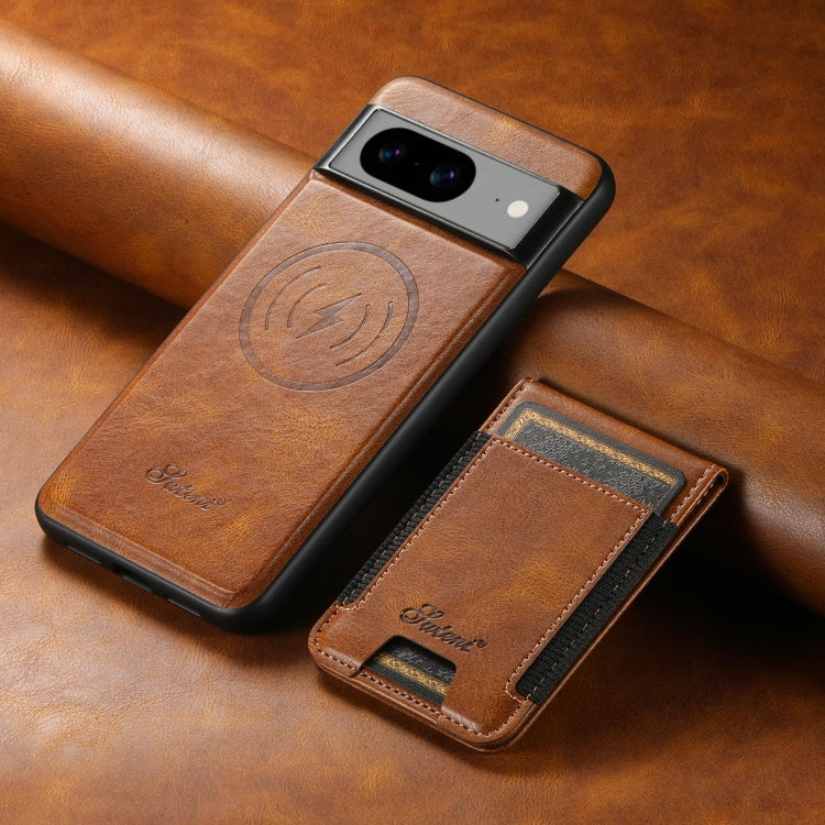 For Google Pixel 8 Suteni H17 Oil Eax Leather Detachable Wallet Phone Case(Brown) - Google Cases by Suteni | Online Shopping South Africa | PMC Jewellery | Buy Now Pay Later Mobicred