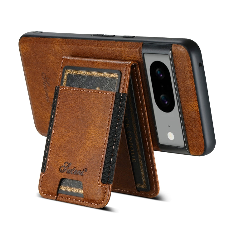 For Google Pixel 7 Suteni H17 Oil Eax Leather Detachable Wallet Phone Case(Brown) - free shipping - PMC Jewellery - Order now!