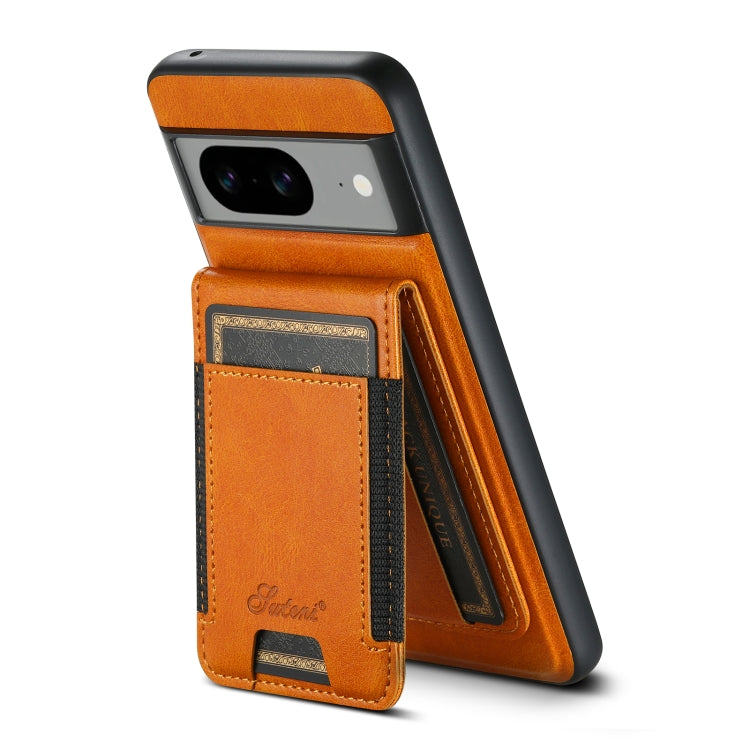 For Google Pixel 8a Suteni H17 Oil Eax Leather Detachable Wallet Phone Case(Khaki) - Google Cases by Suteni | Online Shopping South Africa | PMC Jewellery | Buy Now Pay Later Mobicred