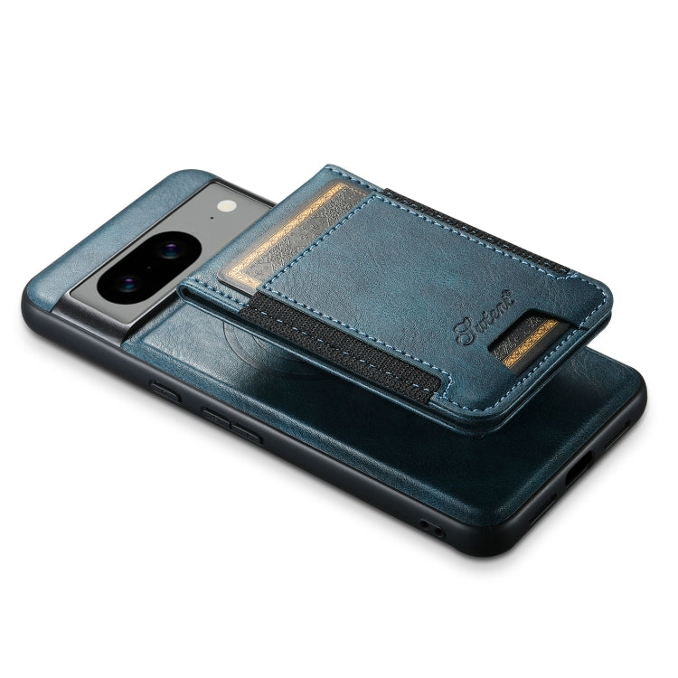 For Google Pixel 8a Suteni H17 Oil Eax Leather Detachable Wallet Phone Case(Blue) - Google Cases by Suteni | Online Shopping South Africa | PMC Jewellery | Buy Now Pay Later Mobicred