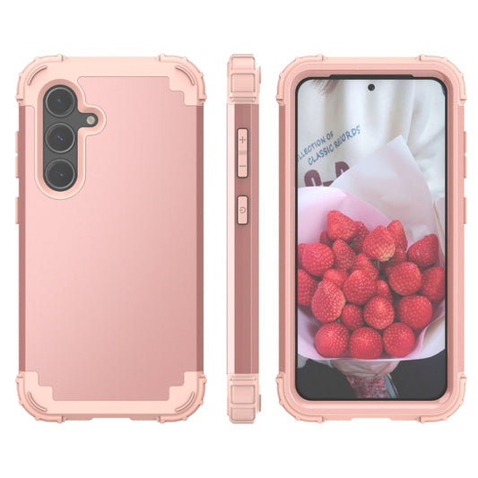 For Samsung Galaxy S24 5G 3 in 1 Silicone Hybrid PC Shockproof Phone Case(Rose Gold) - Galaxy S24 5G Cases by PMC Jewellery | Online Shopping South Africa | PMC Jewellery